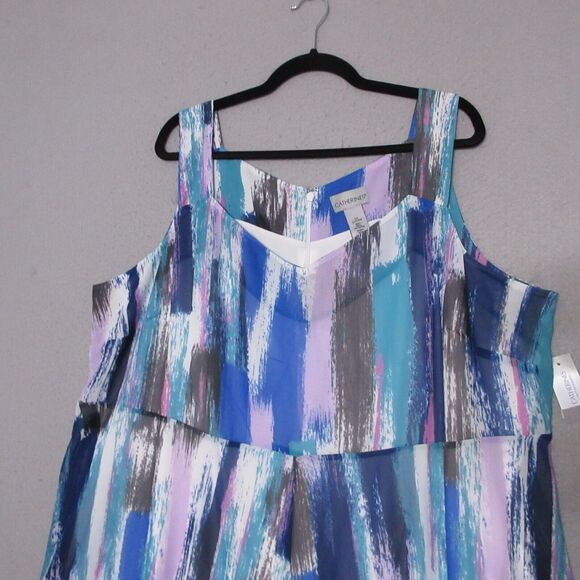 Catherines Dress Plus 2X Midi Artsy Flowy Sleeveless NWT $79 Asymmetrical - Picture 2 of 13